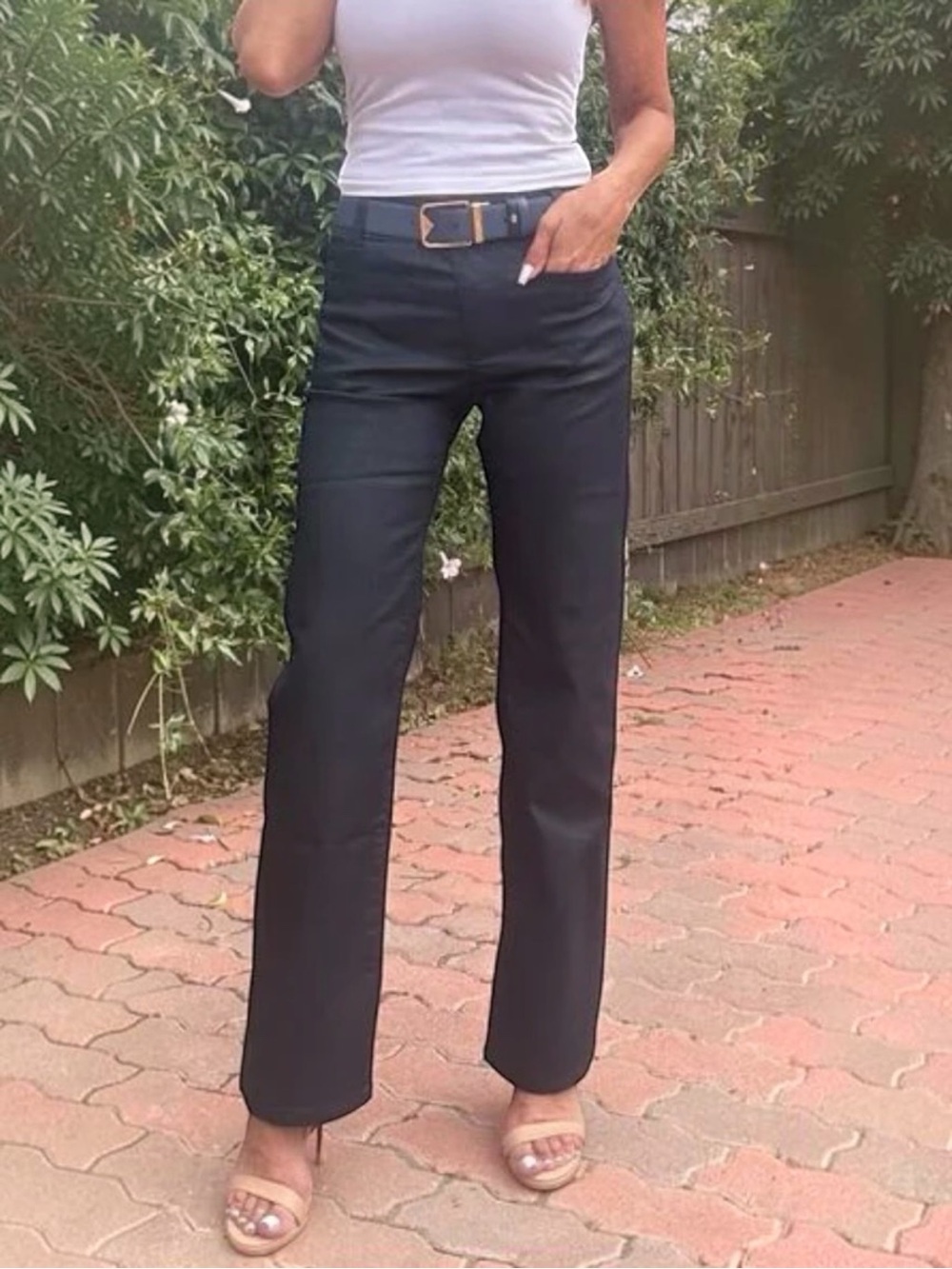BEVY FLOG Tami Navy Snake Pants size 31 NWT